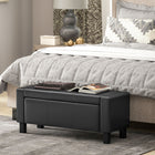 HOMCOM Faux Leather Padded Storage Ottoman - Black-Easy to clean up and maintenance free 
