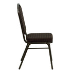 Flash Furniture – Chaise banquet empilable Hercules avec dossier en couronne, tissu brun à motifs et châssis doré, 4/paquet-Capacité de poids de 500 lb