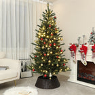 HOMCOM 6' Artificial Christmas Tree with LED Lights and Hinged Tips - Green-Sparse, hierarchical branches mimic realistic tree aesthetics 