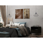 Manhattan Comfort Rockefeller 20.08" Mid-Century Modern 1-Drawer Nightstand - Black-Choose Your Handle Design When the Product is at Your Home! Option for Cut-Out Edge Handle, or Flush Design Look