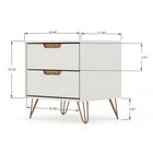 Manhattan Comfort Rockefeller Mid-Century Modern Bedroom Dresser 3-Piece Set - Off White/Nature-Includes Spacious Drawers With Simple .75 Gliding Mechanism.