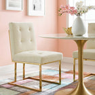 Modway Privy Gold Stainless Steel Performance Velvet Dining Chair - Gold/Ivory-Biscuit-Tufted Details