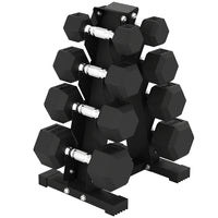 Soozier 100 lb Hex Dumbbell Weight Set with Vertical Rack-Includes four pairs of weights for a home gym