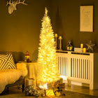 HOMCOM 6' Pre-Lit Artificial Christmas Tree with Warm White LED Lights - White-390 realistic tree branches create a full-body, life-like tree 
