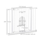 PawHut 30"-41" Extra Wide Pet Gate Barrier with Small Door - 30"H - White-Strong sprayed metal frame with lead-free treated surface, safe