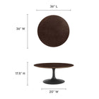 Modway Lippa 36" Round Wood Coffee Table - Black Cherry Walnut-Wood Grain Veneer and MDF Tabletop