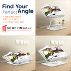 ShoppingAll Foldable Adjustable Book Holder with 360° Rotating Base and Elastic Clips - White-The Ultimate All-In-One Stand - Whether you’re cooking, studying, or working, this versatile stand adapts to any task. It even doubles as a portable laptop stand! A thoughtful gift for anyone who loves cooking, reading, or working hands-free.