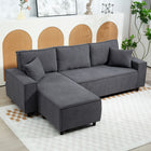 HOMCOM Chaise Sectional Corner Corduroy Sofa - Charcoal Grey-Supports up to 992 lb. (450 kg) for robust durability
