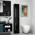 HOMCOM Tall Bathroom Storage Cabinet with Three Adjustable Shelves - Black-Adjustable shelves offer customizable storage options