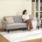 HOMCOM - Canapé moderne 3 places en velours côtelé avec pieds en bois de caoutchouc - gris clair-Canapé 3 places spacieux avec une assise de 74,8 po (190 cm) de large, idéal pour se détendre 