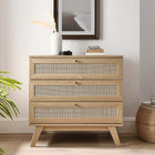 Modway Soma 3-Drawer Dresser - Oak-Natural Rattan Weave