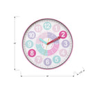Monarch Specialties 9102 18" Round Juvenile Wall Clock - Multi-Coloured Face/Pink Frame-Enjoy a peaceful environment with our silent non-ticking mechanism, providing a tranquil atmosphere for study, play, or rest