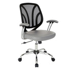 Work Smart Screen Back Task Chair With Grey Faux Leather Seat - Black and Grey-Chrome padded arms