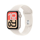 Apple - Watch SE 3 - 44 mm - GPS - Boîtier en aluminum Comète avec Bracelet Sport Comète - M / G-La mesure de la température vous donne des informations plus détaillées dans l’app Signes vitaux une estimation de la date de la dernière ovulation. Vous pouvez aussi recevoir votre score de sommeil quotidien, des notifications en cas de possible apnée du sommeil et d’arythmie ou de fréquence cardiaque faible ou élevée