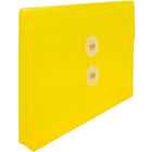 JAM Paper Enveloppes en plastique avec index et ferm. à bouton et ficelle, 5 1/2 x 7 1/2 po, jaune, 24/paquet-Ouverture : livret
