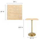 Modway Lippa 28" Square Wood Bar Table - Gold Natural-Wood Grain Veneer and MDF Tabletop