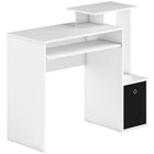 HOMCOM 39.25" Computer Desk with Sliding Keyboard Tray - White-Particle board structure with smooth and protective melamine coating