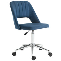 Vinsetto Armless Swivel Computer Desk Chair - Blue-Simple line design with thick padding for extra comfort
