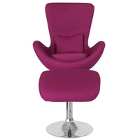 Flash Furniture Egg Series Magenta Fabric Side Reception Chair with Ottoman-Chair and Ottoman Set