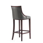 Manhattan Comfort Fifth Avenue 19" Traditional Faux Leather Upholstered Barstool - Pebble Grey-Seat Height: 31.5"