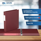 Davis Group Super économie, Reliure à anneaux en “D” inclinés 1 po, paquet de 6 – Bourgogne-Polypropylène sans PVC