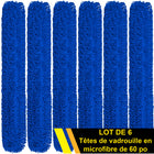 Gritt Commercial - Tête de vadrouille à poussière en microfibre bouclée - 60 po x 5 po - Bleu - Paquet de 6-Facile à laver pour une durabilité accrue