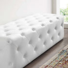 Modway Amour 60" Tufted Button Entryway Faux Leather Bench - White-Dense Foam Padding