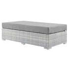 Modway Convene Outdoor Patio Rectangular Ottoman - Light Grey-Synthetic Rattan Weave