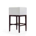 Manhattan Comfort Kingsley 21" Mid-Century Modern Faux Leather Upholstered Bar Stool - Ivory and Dark Walnut - 3 Pack-Seat Height: 30"'