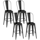 HOMCOM Bar Stools with Removable Back and Metal Frame - Black - 4 Pack-Set of four in an industrial style to create a matching look
