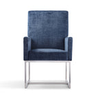 Manhattan Comfort - Chaise de salle à manger moderne Element 60,3 cm en velours bleu-Conception à dossier serré