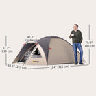 Outsunny 2 Person Camping Tent with Bedroom, Porch, Sewn-in Groundsheet and Hook - Khaki-PE sewn-in groundsheet protects against dampness and dirt