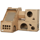 PawHut - Maison pour chat en carton, condo de jeu ondulé pour chatons d’intérieur-Ce terrain de jeu à plusieurs niveaux encourage l’escalade, la cachette et l’exploration pour un plaisir sans fin 