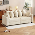 HOMCOM - Canapé 3 places en velours côtelé avec 8 coussins amovibles - beige-La structure en contreplaqué supporte jusqu’à 551 lb (250 kg), garantissant stabilité et durabilité 