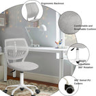 Homy Casa Colorful Fabric Teen Task Chair - Verita Grey-Smooth-Rolling Casters: Equipped with smooth-rolling casters, this chair allows for effortless movement across different surfaces
