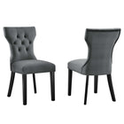 Modway Silhouette Performance Velvet Dining Chairs - Grey - 2 Pack-Solid Wood Frame