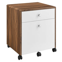 Modway Transmit Wood File Cabinet - Walnut White-Mid-Century Office Filing Cabinet