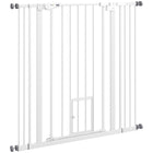 PawHut 41" Pet Gate with Walk Through Door for Stairs & Doorways White-Double locking system ensures your pet is secured in a place and provide maximum safety