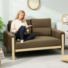 HOMCOM - Canapé 53 po loveseat avec pieds en bois massif - brun-De longs accoudoirs rembourrés apportent un soutien doux à vos bras 