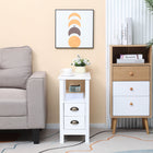 HOMCOM Slim End Table with 2 Drawers and Storage Shelf - White-Two drawers with handle and open shelf provide ample storage space 