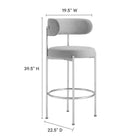 Modway Albie Fabric Bar Stools - Grey/Silver - 2 Pack-Dense Foam Padding