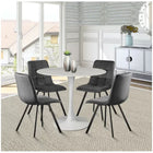 Plata Import - Table en faux marbre Leo Silver Import-dessus en faux marbre et base en aluminium blanc