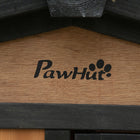 PawHut - Clapier à lapin en bois 69 po avec enclos, bac amovible, noir-Plateaux coulissants amovibles sous la maison principale pour un nettoyage facile 