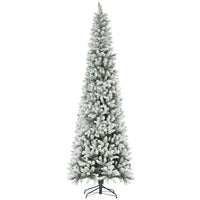 HOMCOM - Arbre de Noël artificiel floqué de 9 pieds avec base en acier - vert-L'arbre est recouvert de neige artificielle pour une ambiance hivernale 