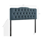 Modway Annabel Stain-Resistant Performance Velvet King Headboard - Cadet Blue-Diamond Button Tufting