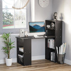 HOMCOM 47.2" Modern Computer Desk with Storage Shelves - Black-Ample working space with a large work surface for a laptop and other accessories 