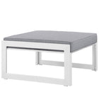 Modway Fortuna Outdoor Patio Ottoman - White/Grey-Powder Coated Aluminum Frame