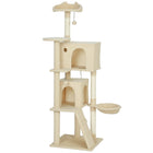 PawHut - arbre à chat 63 po avec poteaux à griffer en sisal, condos - beige-Comprend un condo, un hamac et des plateformes, répondant à tous les besoins de votre chat 