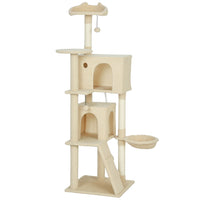 PawHut - arbre à chat 63 po avec poteaux à griffer en sisal, condos - beige-Comprend un condo, un hamac et des plateformes, répondant à tous les besoins de votre chat 