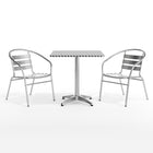 Flash Furniture – Table carrée de 27,5 po en aluminium avec 2 sièges à traverses, intérieur/extérieur (TLH28SQ017BCHR2)-Table carrée